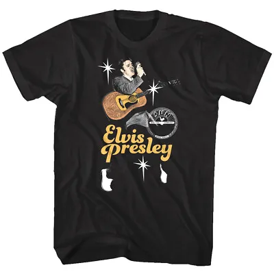 Elvis Sun Records Men's T-Shirt Superstar Status Presley Acoustic Singing Gibson • $23.99