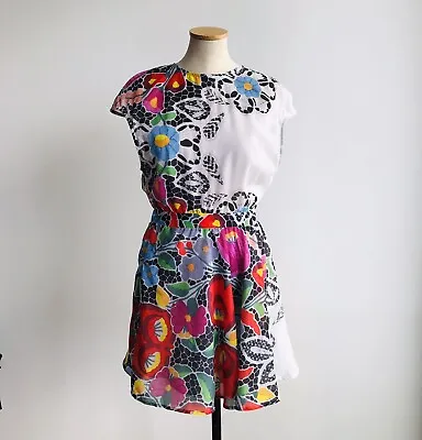 Alice McCall Abstract Bright Floral Print Bold Open Back Mini Dress Size 8 • $19.90