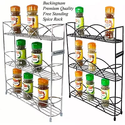 Buckingham 3 Tier Free Standing Spice & Herb Rack Jar Holder Organiser Storage • £11.99