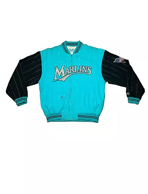 Vintage Florida Marlins MLB Pinstripe Reversible Mirage Jacket Men’s Size XL • $71.88