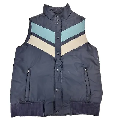 Vintage Style Vest Jacket Coat Canyon River Blues Mens Medium Snap Up Polyester  • $18.71