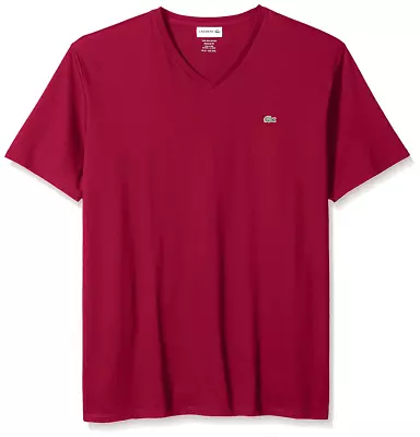 $49.95 • Buy Lacoste Bordeaux Short Sleeve Pima Cotton V-Neck Jersey T-Shirt