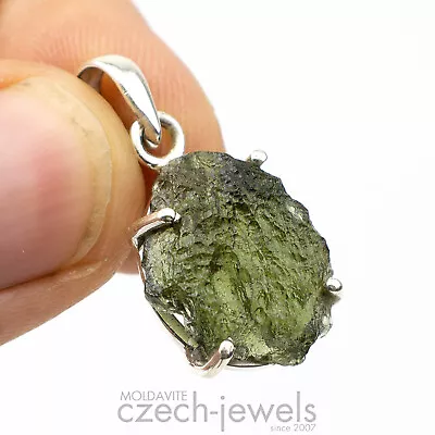 3.74g Moldavite Tektite Genuine Rough In Silver Prongs .925 Pendant #VS42 • $109