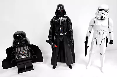 STAR WARS 12 Inch Talking Darth Vader & Stormtrooper + Darth Vader Torch - Q52 • £20