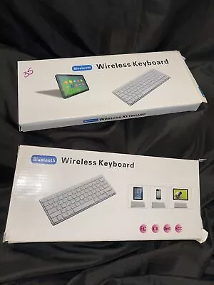 (2) Compact Wireless Bluetooth Keyboard White Portable Mini QWERTY Keypad • $26.10