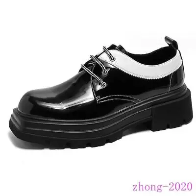 Men Color Splice Round Toe Faux Leather Platform Lace Up Shoes Dress Formal Club • $57.79