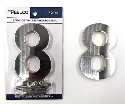 3 Inch Acrylic & Stainless Steel 3-D Floating Numbers ¼” Thick Hidden Mounting • $5.99