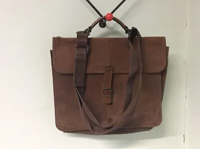 ASOS Tan Suede Leather Detachable Strap Briefcase Document Attaché Work Bag • £6