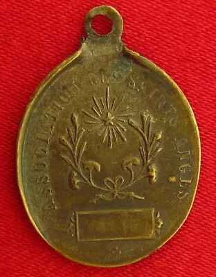 Vintage GUARDIAN ANGEL MEDAL Religious ASSOCIATION OF HOLY ANGELS Medal FRENCH • $23.99