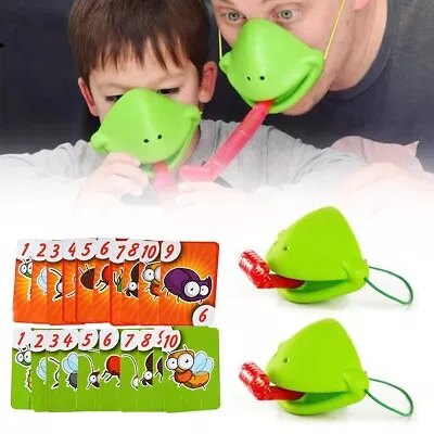 Frog Mouth Tongue Blowing Music Children's Toy Board Game Chameleon Lizard Mask • £4.29