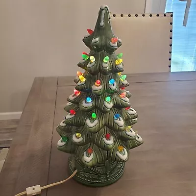 Vintage Ceramic Christmas Tree 16” With Plug In Light Base And Bulb  • $55