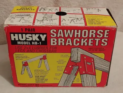 🌟 Husky Sawhorse Brackets HB-1 Vintage New NOS Black Made In USA Metal Steel • $19.99