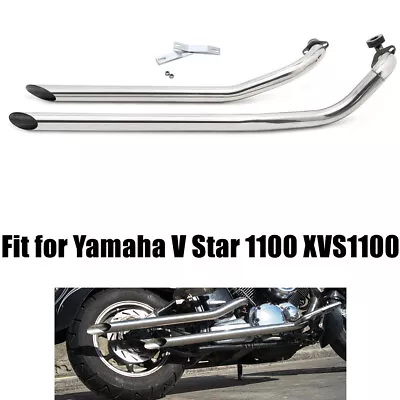 $194.75 • Buy Polish Exhaust System Pipes For Yamaha V Star Dragstar 1100 XVS1100 Silverado