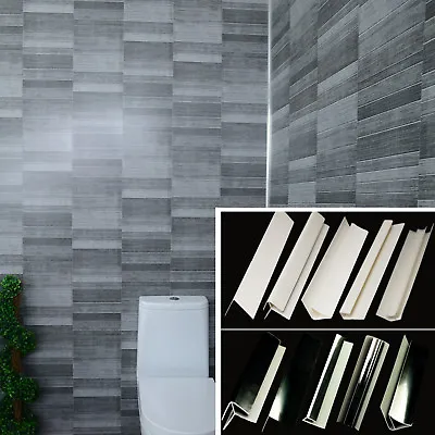 £20.64 • Buy Grey Tile Effect Bathroom 8mm Panels Anthracite Cladding Shower WC Wet Wall PVC