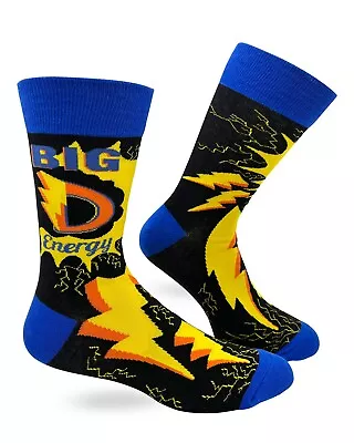 Fabdaz Big D Energy Funny Saying Lightning Bolt Design Men's Novelty Crew Socks • $12.99