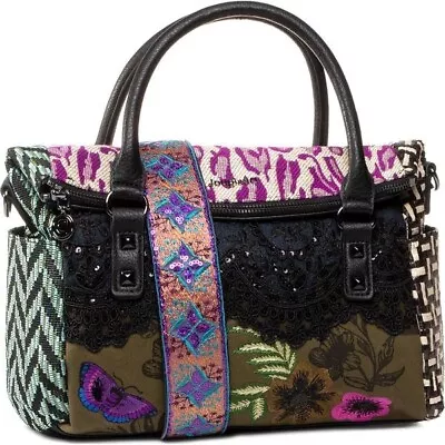 Desigual Women's Embroidery Fold Over Handbag /Shoulder Bag Brand New With Tag • $99