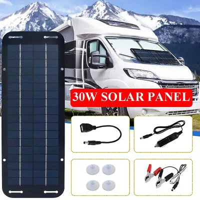 30W 12V Solar Panel Kit Portable Trickle Battery Charger For Caravan Car Van RV • £13.99