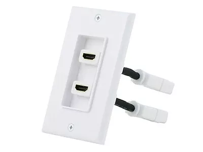 2-Port 2-Piece Inset Wall Plate - White With 4in Built-in High Speed HDMI Cable • $8.06