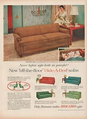 1955 Simmons Furniture Hide A Bed Sofas Graceful Decorator Vintage Print Ad L20 • $9.99