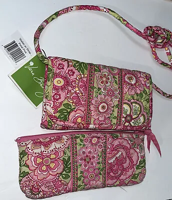 Vera Bradley Trifold Crossbody Wallet Retired In Petal Pink New With Small Bag • $25