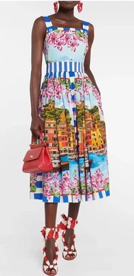 $229.95 • Buy 2023 100% Cotton Italian Designed Portofino DG Midi Dress S M L XL 2XL 