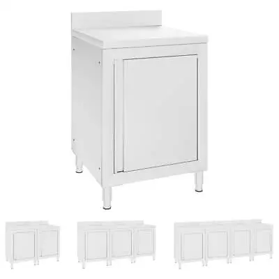 Commercial Work Table With Cabinet Cupboard Stainless Steel Multi Sizes VidaXL • £192.99
