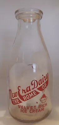 New Era Dairy Pyroglazed Squat Quart Milk Bottle - Carbondale ILL. IL. • $27.99