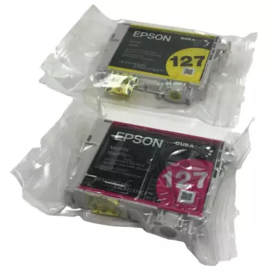 Genuine Epson T127 YELLOW & MAGENTA ONLY Ink Cartridges For Epson 12/22 • $12.99