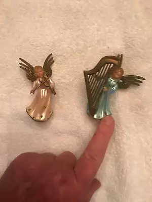 Two Miniature Angels Playing Musical Instruments Made In Hong Kong • $6.99