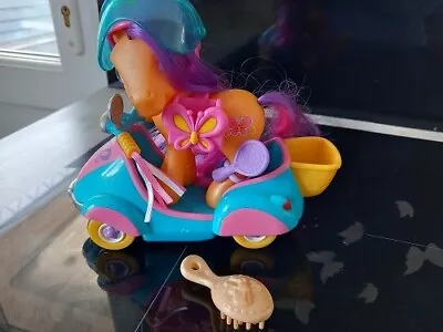 My Little Pony Ponies On The Go Scootaloo With Her Scooter Hemet Back Pack Brush • £28