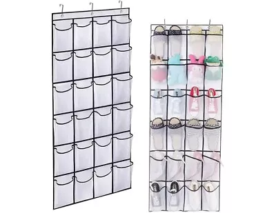 24 Pockets Over Door Hanging Bag Box Shoe Rack Hanger Storage Tidy Organizer. • £7.75