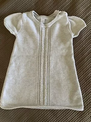 The Little White Company Baby Girl Dress 9-12 Months Grey Winter Autumn Knitted • £2.99