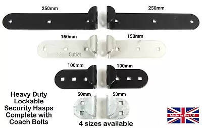 Heavy Duty Garage Shed Van Door Security Locking Bar STEEL HASP LOCK & BOLTS • £16.80