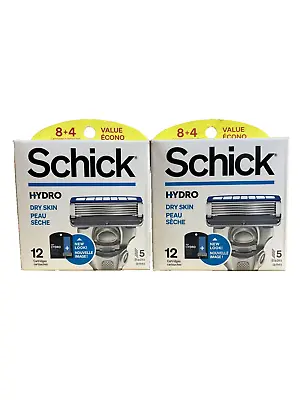 Schick Hydro Dry Skin Men's Razor's 5 Blades 24 Refillable Cartridges New Box • $27.90