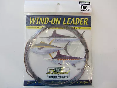 Momoi Diamond Wind On Leader 90004 150Lb 25' Smoke Blue Big Game Fishing • $16.99