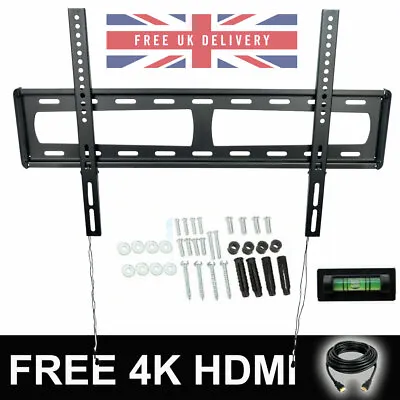 £34.99 • Buy TV Fixed Wall Bracket Ultra Slim Mount Large 32  To 90  60KG Hardware + 4M HDMI
