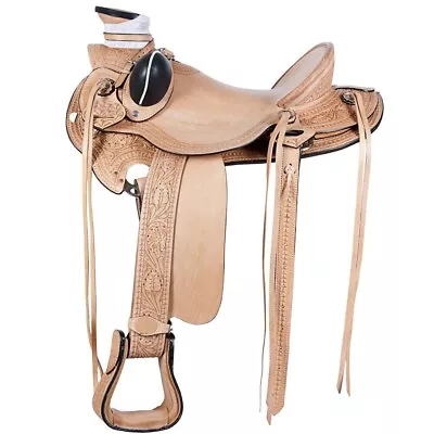 Western Leather Saddle Wade Tree A Fork Roping Ranch Horse Saddle Size(10 To 18) • $418