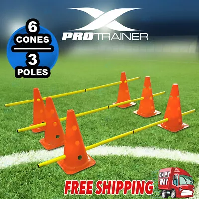 Hurdle Cone Set Agility Poles Agility Ladder Speed Training Equipment Adjustable • $49.95