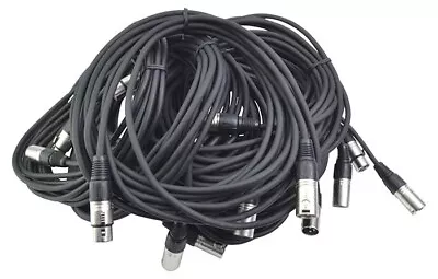 10 X XLR Mic Audio Cables 6 Metre Leads Bulk Packed - Black • £39.80