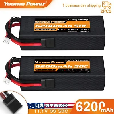 2pcs 11.1V 6200mAh 3S LiPo Battery Hard Case TRX For Rc Tr Car Truck Buggy • $64.39