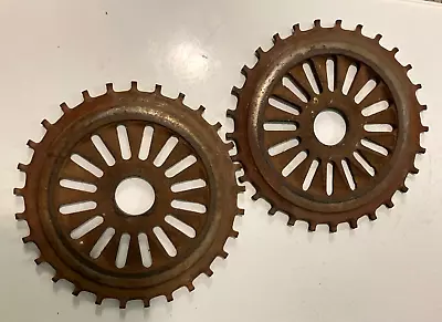 Vintage Industrial Metal Wheels Cogs Gear-Like Lot Of 2 7 Inch Diameter • $14.99