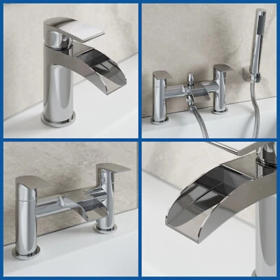 £34.99 • Buy Bathroom Modern Waterfall Tap Sets Mono Basin Mixer Bath Filler Shower Mixer