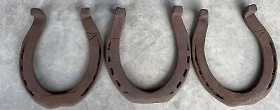 3 Used Steel Horseshoes Rustic Lucky Ranch Art Deco Decor • $15