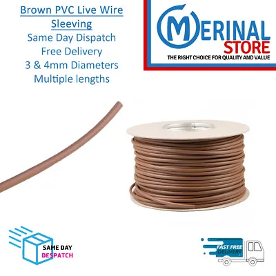 Brown Live PVC Wire Sleeving Electrical Cable 3 & 4mm Multiple Lengths • £1.71