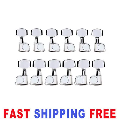 3R3L 6R6L Guitar String Tuning Pegs Sealed Machine Heads Tuners Set 10mm Chrome • $20.45