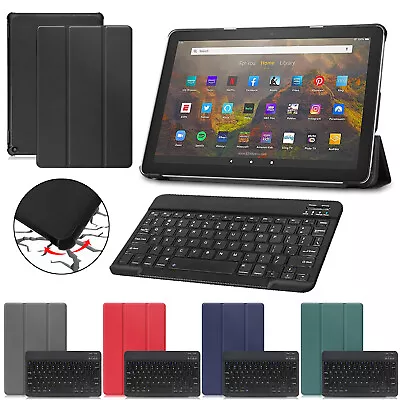 UK For Amazon Fire 7/HD 8/HD 10/10 Plus Tablet Keyboard Slim Leather Case Cover • £16.45