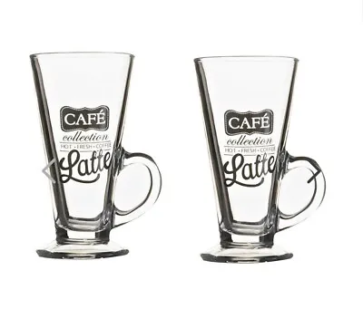 2 Piece Cafe Latte Glasses Tall Glass Coffee Cappuccino Cups Mugs Glasses Set • £8.95