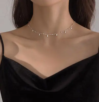 Woman 925 Sterling Silver Plated Station Beads Balls Chain Choker Necklace AC1 • $5.95