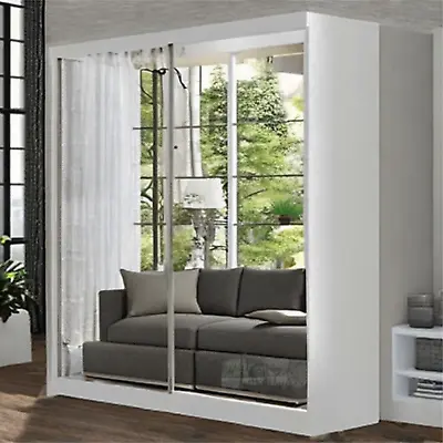 BOSTON Modern Sliding Wardrobe 2 Doors Full Mirror - 150cm/200cm - 3 Colours • £379