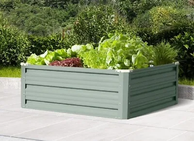 Garden Metal Raised Vegetable Planter Outdoor Flower Trough Herb Grow Bed Box • £44.99
